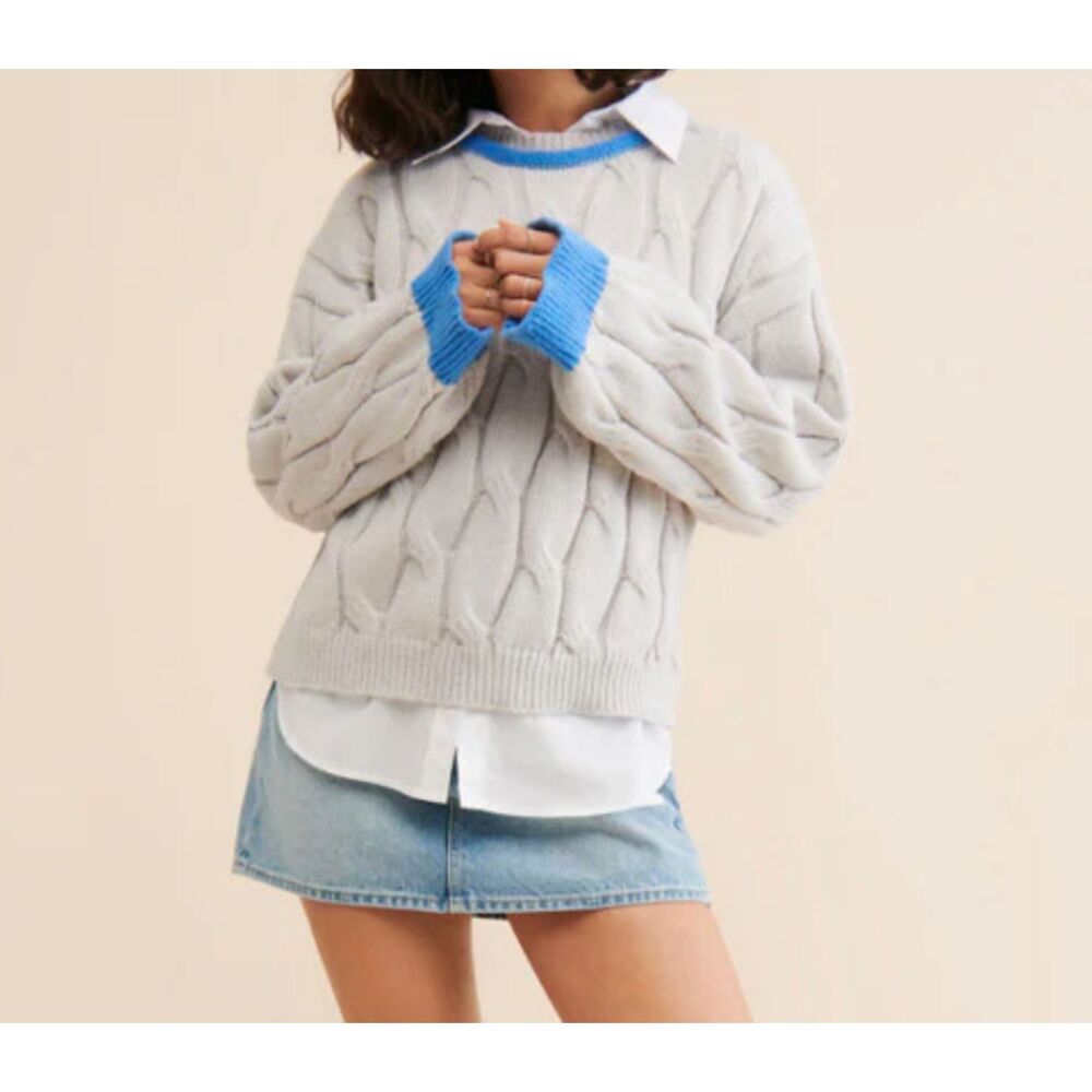 FRENCH MAUVE Tonya Cable Knit Oversized Sweater‎ NWT